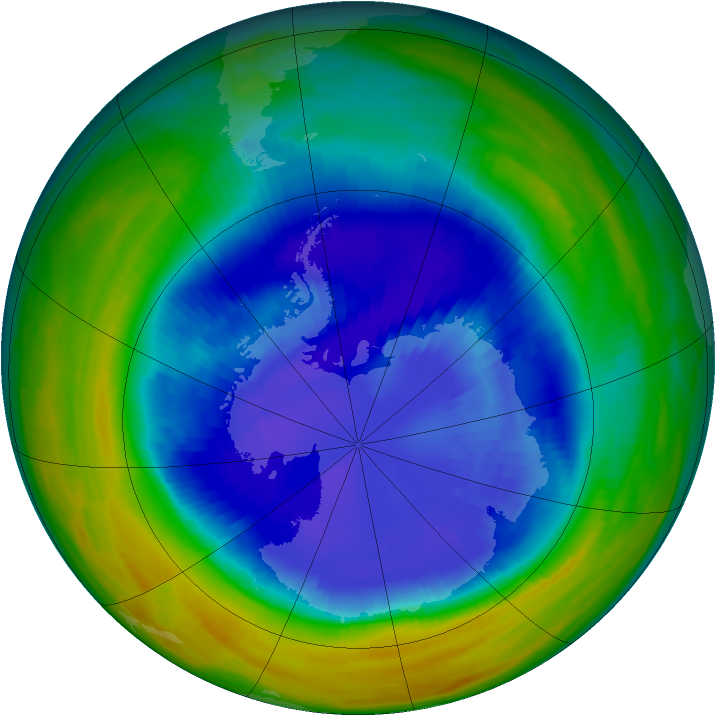 Antarctic ozone map for 09 September 1992